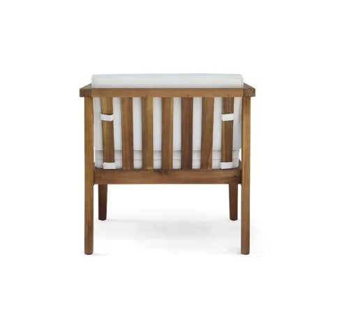 Outdoor 4-Seater Acacia Wood Chat Set With Coffee Table With Cushions, Teak And Beige