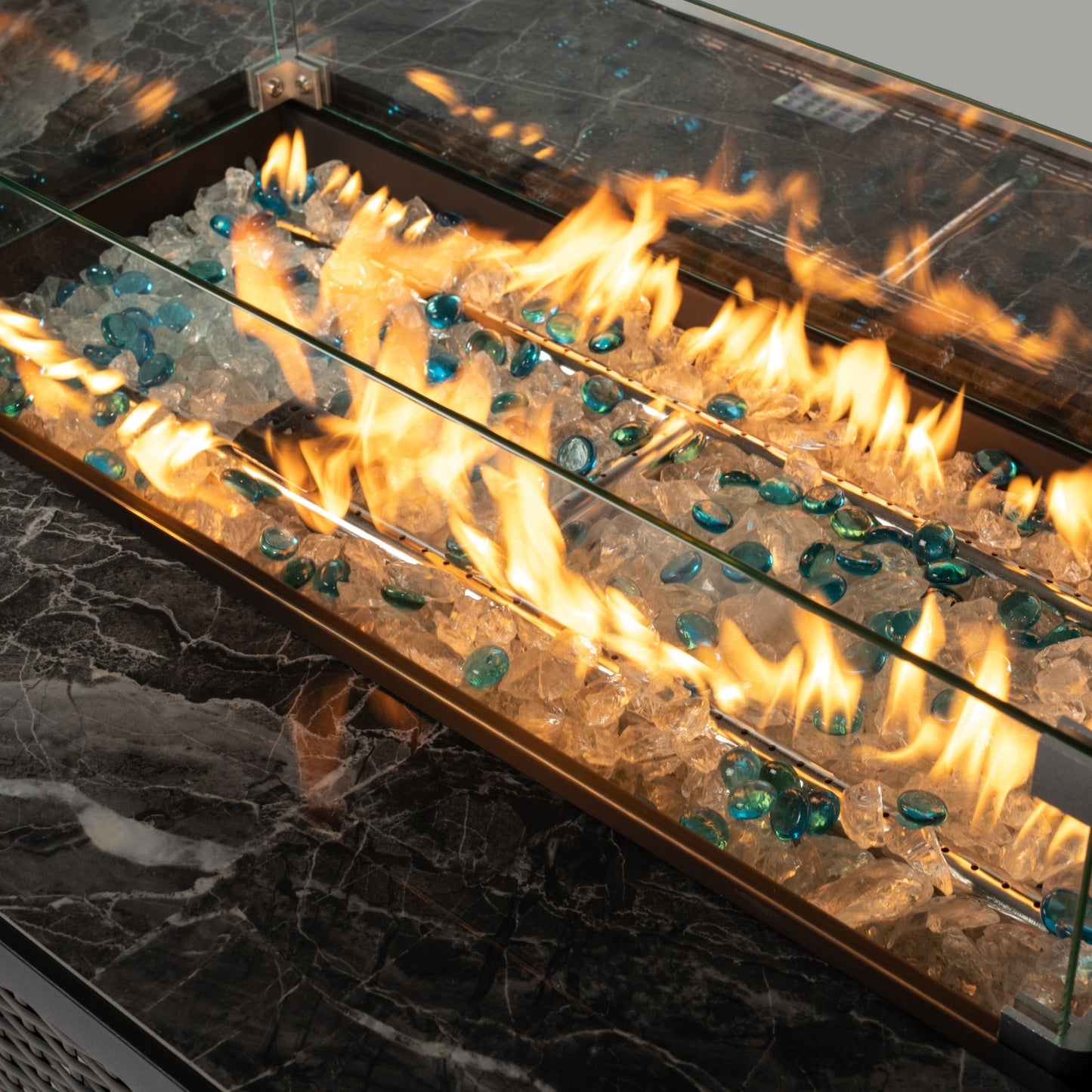 44 Outdoor Propane Fire Pit Table, Ceramic Tabletop Gas Fire Table