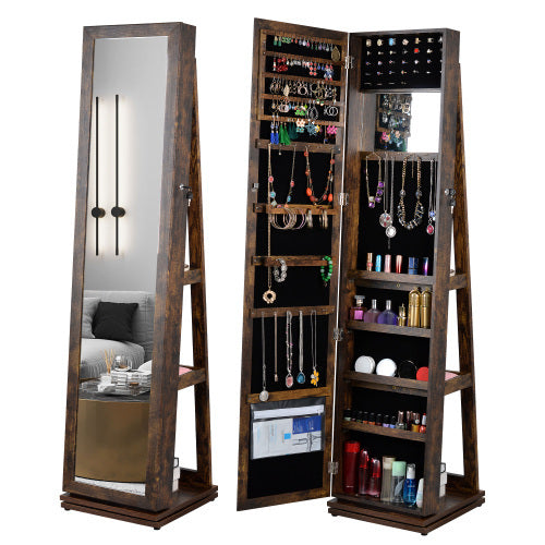 Full Body Mirror 360 Rotating Jewelry Cabinet