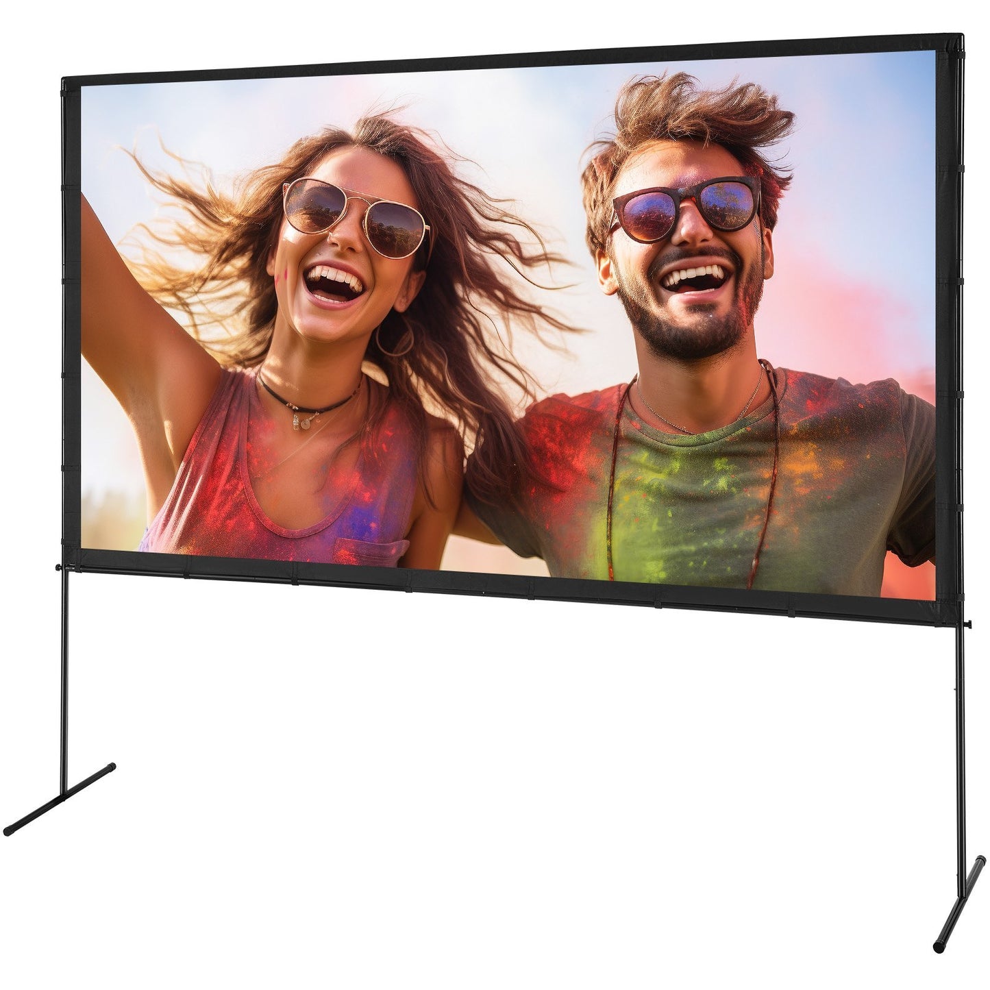 VEVOR Projector Screen With Stand, 120 Inch 4K 1080 HD Outdoor Movie Screen With Stand, Wrinkle-Free Projection Screen With Bar Feet And Carry Bag, For Home Theater Cinema Backyard Movie Night