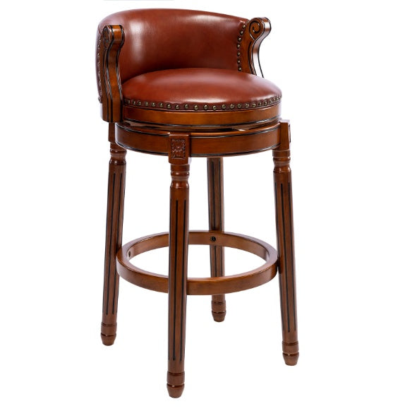 Cowhide Wooden Bar Stool