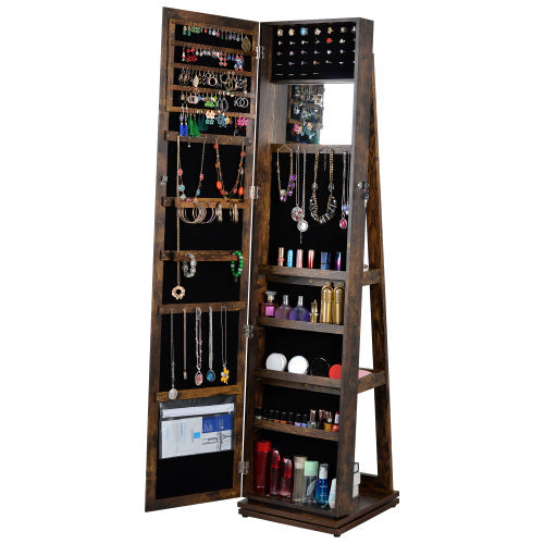 Full Body Mirror 360 Rotating Jewelry Cabinet
