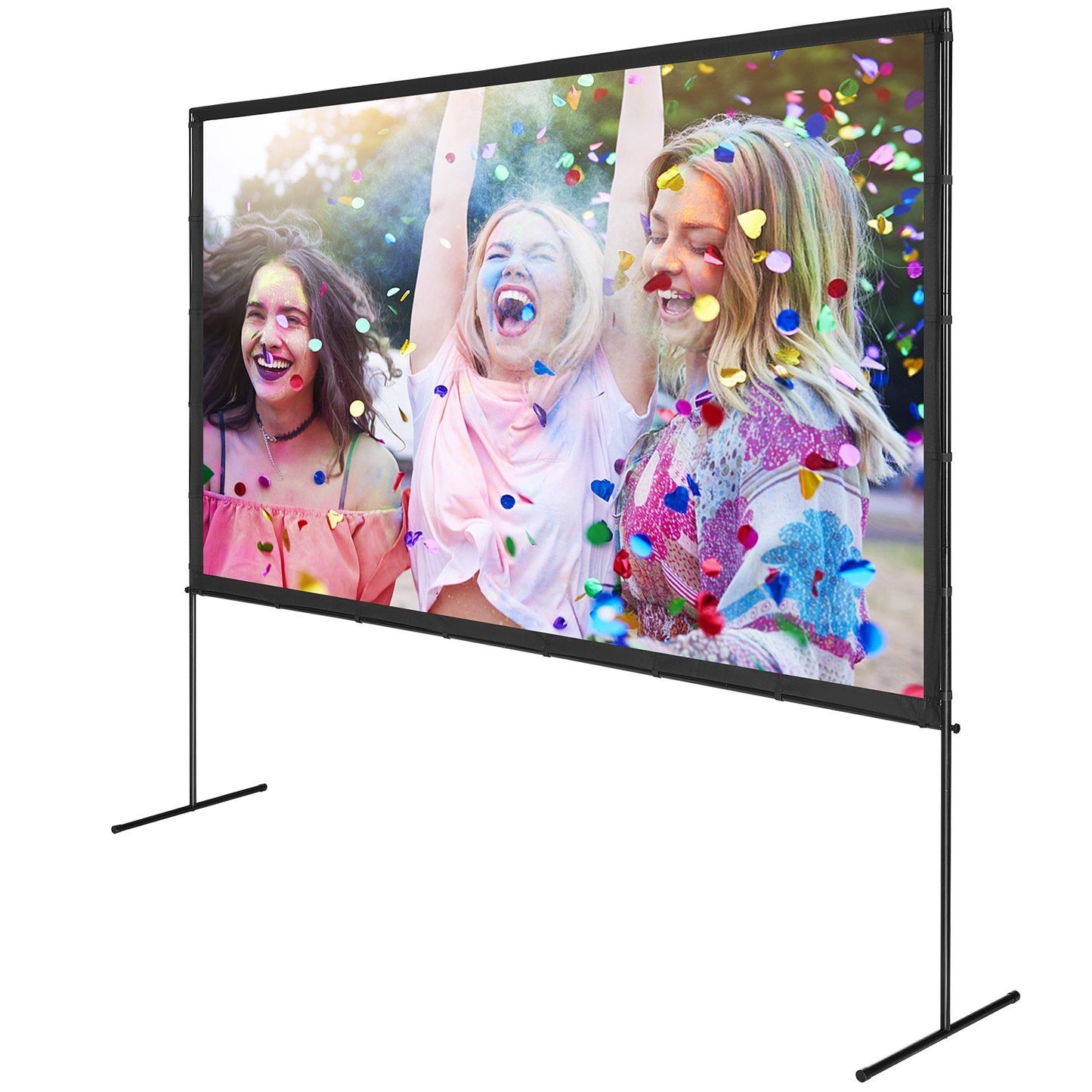 VEVOR Projector Screen With Stand, 120 Inch 4K 1080 HD Outdoor Movie Screen With Stand, Wrinkle-Free Projection Screen With Bar Feet And Carry Bag, For Home Theater Cinema Backyard Movie Night