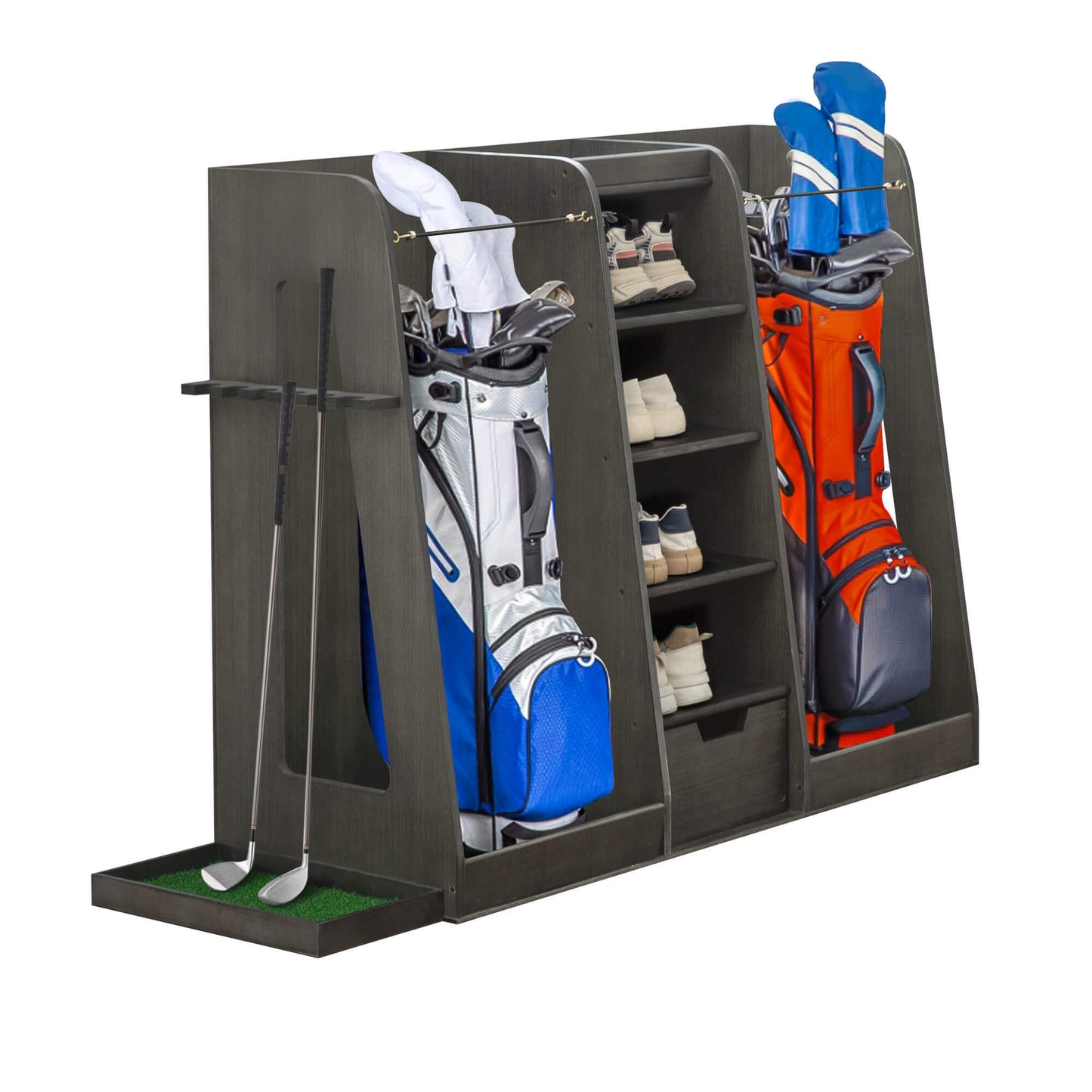 Wooden Golf Bag Organizer And Storage Rack