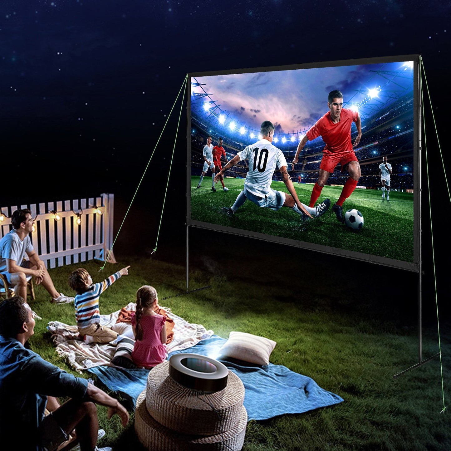 VEVOR Projector Screen With Stand, 120 Inch 4K 1080 HD Outdoor Movie Screen With Stand, Wrinkle-Free Projection Screen With Bar Feet And Carry Bag, For Home Theater Cinema Backyard Movie Night