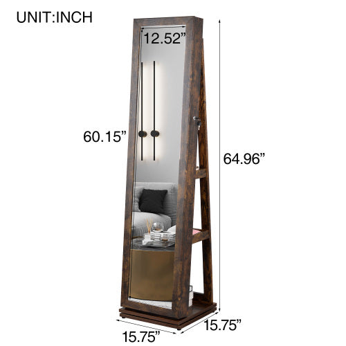 Full Body Mirror 360 Rotating Jewelry Cabinet