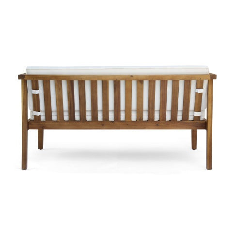 Outdoor 4-Seater Acacia Wood Chat Set With Coffee Table With Cushions, Teak And Beige