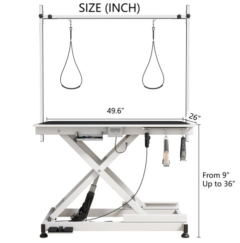 Super Deluxe Electric Pet Grooming Table, 110V  220V Professional Groomer Recommend Adjustable Height From 9.4 To 39.37 WHITE COLOR