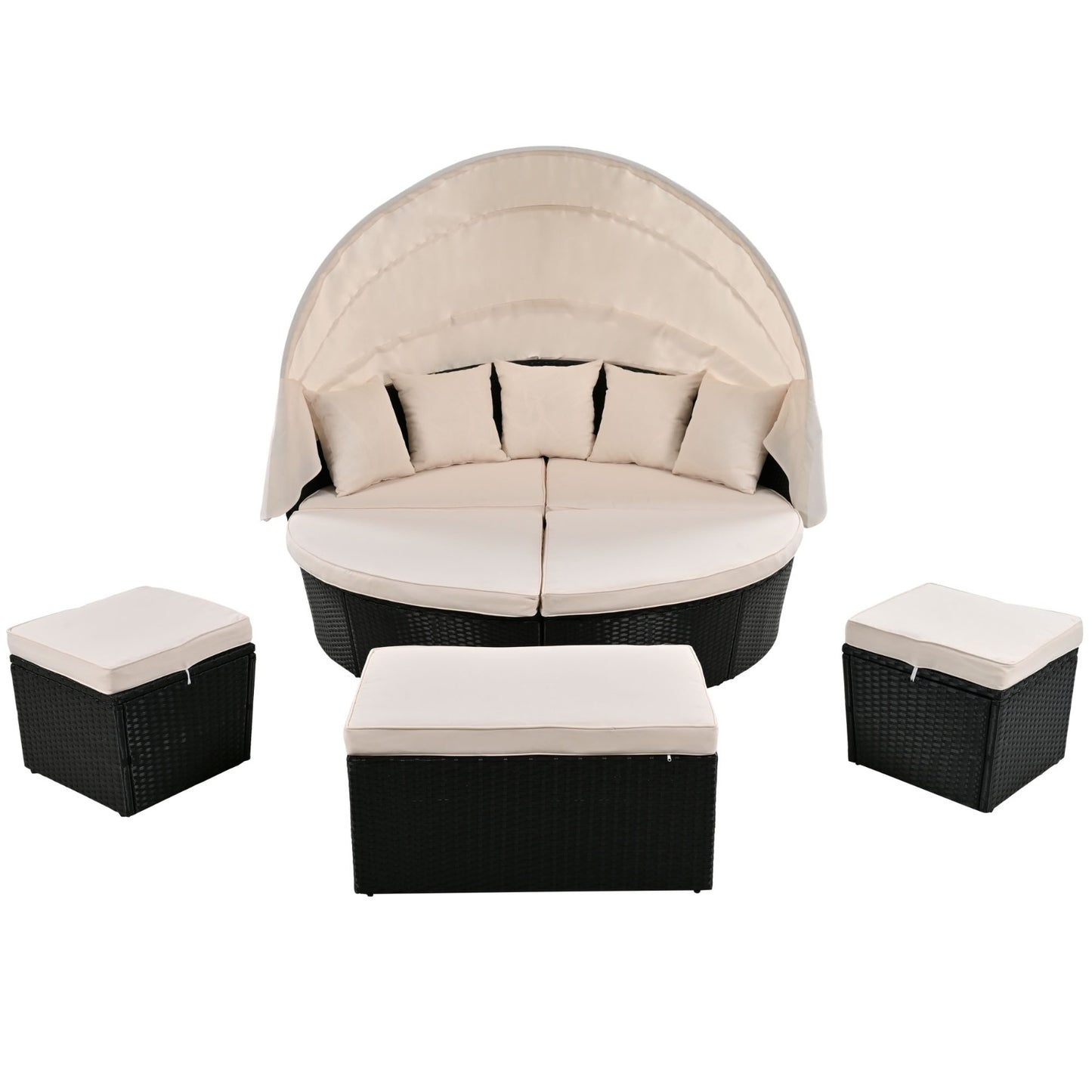 Circular Outdoor With Retractable Canopy Willow Bath Bed